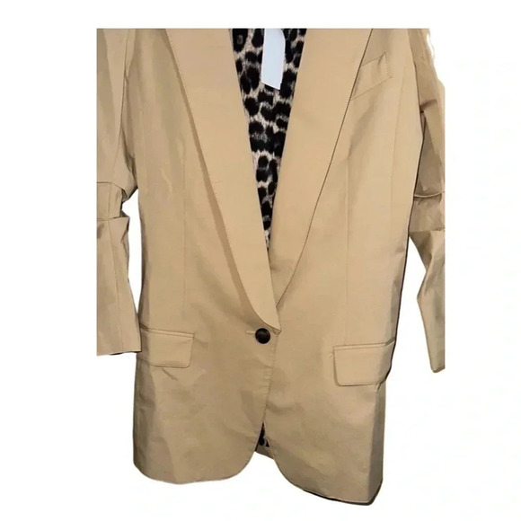 Smythe Khaki Chino Scrunch Sleeve Longline Blazer Size 2 - Picture 6 of 10